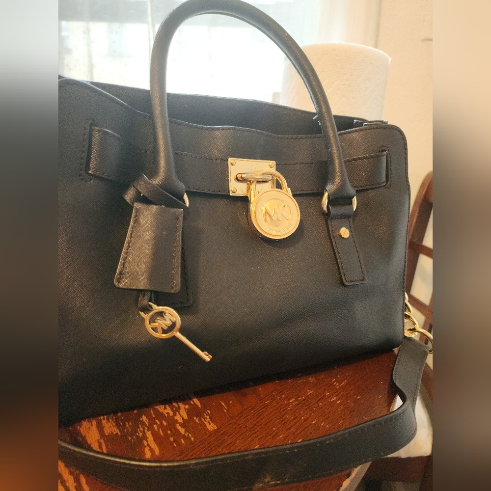 Michael Kors- Large Black Hamilton Lock & Key Bag